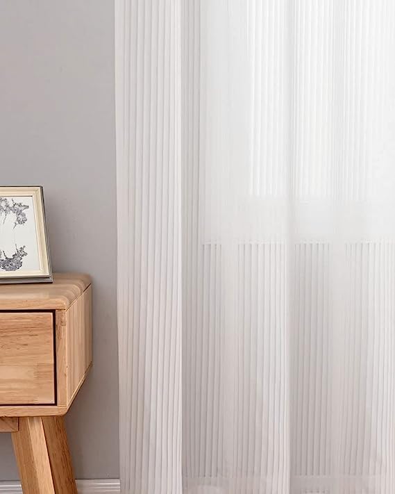 Cortinas semitransparentes para comedores luminosos y dormitorios extra largos con ojales 3
