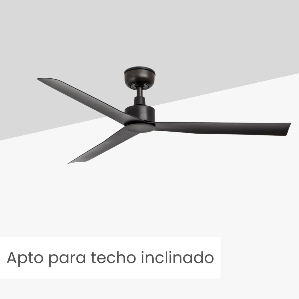 / RIVER/Ventilador de techo marrón para exterior sin luz Ø125 cm/Ultrasilencioso, bajo consumo, 6 Velocidades, mando a distancia con temporizador, verano-Invierno