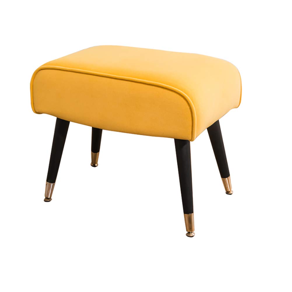 BAICHEN Sofa Stool, Cloth Makeup Stool, with Wooden foot for Living Room Bedroom Office Small Bench Sofa Chair,Yellow