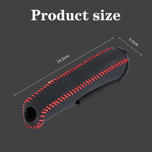 Image of Car Gear Cove, Handbrake Cover, Non-Slip Gear Knob Cover with Enhanced Grip, Interior Protection Car Accessory Compatible with Subaru Models, Black with Red Stitching