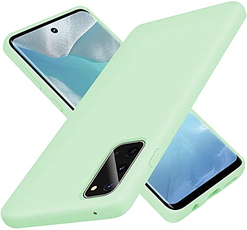 Image of DIZORO Liquid Silicone Case with Microfiber Coushioning Compatible for Samsung Galaxy S20 Shockproof Slim Back Cover, Gel Rubber Full Body Protection - Mint Green