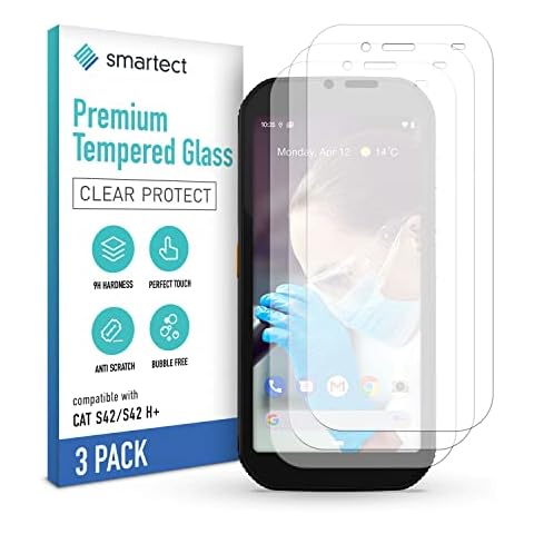smartect Glass Screen Protector for CAT S42 / S42 H+ [3 Pack] - 9H Tempered Glass - Bubble-Free Protective Film - Anti-Fingerprint Screen Cover Cover