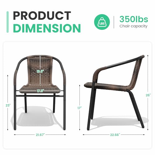 Image of JEAREY Outdoor Patio Rattan Dining Chairs Set of 4, All Weather Stackable Dining Chairs for Lawn, Restaurant, Garden, Brown