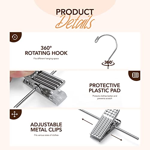 House Day 25Pcs Wooden Pants Hangers For Men, 14" White Wood Hangers For Pants With Clips, Solid Wood Skirt Hangers For Women With Adjustable Clips, 360° Swivel Hook Pant Hangers With Clips (White) #TOP3
