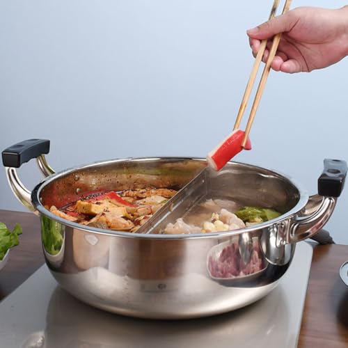 Marmite fondue chinoise double compartiment en acier inoxydable facile à nettoyer