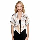 BelleVive Szalik damski jedwabny szalik, szalik do włosów, kwadratowy nadruk, bandany dla kobiet, idealny jako szalik lub modny dodatek na każdą porę roku, 90 cm, wielokolorowy, L