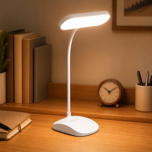 Image of One94Store SlimGlow Design Rechargeable LED Table Lamp | Adjustable Desk & Study Light | USB Powered Reading Lamp with Stable Base (White)