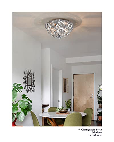 Coyilap 12" Crystal Ceiling Light, Silver Chrome Flush Mount Ceiling Light, Close To Ceiling Light Fixture, Xdd012-2-Ch #TOP6