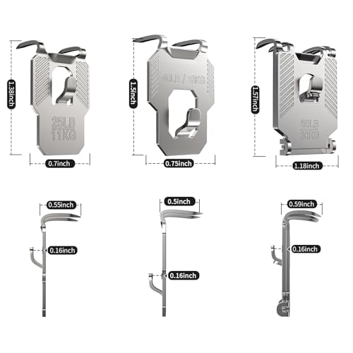 Image of 25 40 65 LB Picture Hangers Claw for Drywall Heavy Duty No Damage | 25 Picture Hanging Hooks Tool Free Sawtooth Wire Ring Kit Wall Hanger for Room Office Mirror Photo Poster Frame Decor