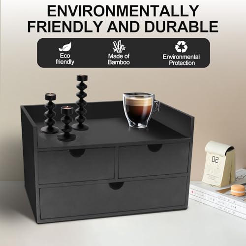 Desk Organizer with Drawers Countertop Drawer Organizer Tabletop Storage Organization Box Home Office Workspace Bathroom Toiletries Supplies (black with shelf) - Image 5