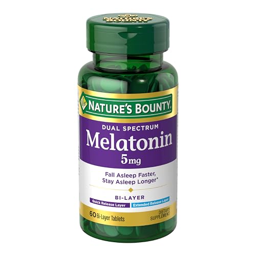 Nature's Bounty Dual Spectrum Bi-Layer Melatonin 5 mg Tablets - 60 Count