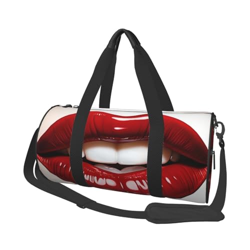 Travel Duffle Bag Weekender Bags for Men Women with Shoe Compartment Large Capacity Weekender Overnight Bag Cute Graphic Red Lips Carry On Tote Bags Sport Gym Bag for Travel Yoga, Black, One Size