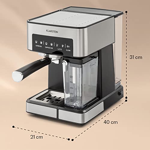 Klarstein Arabica Comfort ekspres do espresso - 20 barów, 1,8 l, dotykowy panel sterowania, 1350 W, stal szlachetna