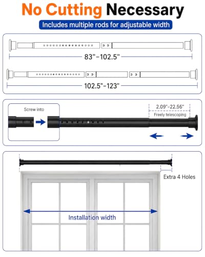 Image of ALLZONE Heavy Duty Tension Curtain Rod for Window, 83-123 In., Secure Lock