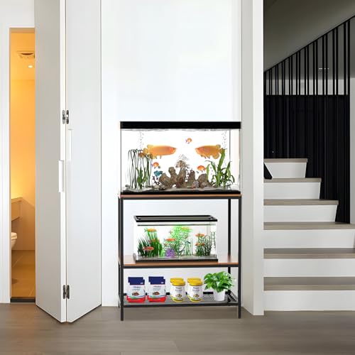ZSLTLDU 20-29 Gallon Aquarium Stand, 20 Gallon Fish Tank Stand, 30.5\" L x 16.5\" W x 31.3\" H Metal Frame Reptile Tank Stand, Fish Tank Table Stand for Accessories Storage