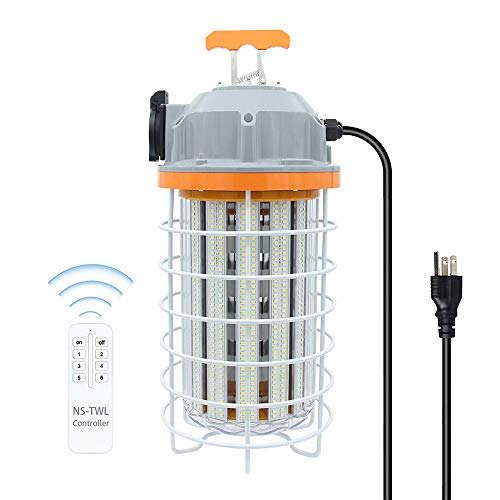 LED Temporary Work Light 150W Remote Control LED High Bay Construction Lights Daylight White 5000K 20250 Lumen with Hook Portable Job Site Lighting for Indoor Outdoor Area Lighting (Cylinder)