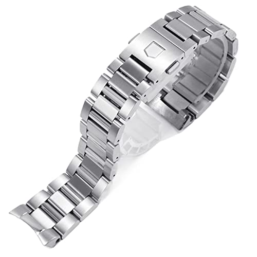 Bracelet de montre acier SAAWEE 22mm maillons solides extrémité incurvée pour montre homme noir