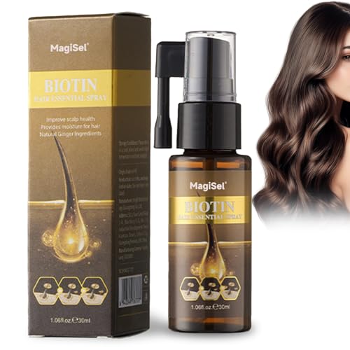 Sérum spray cabello hombres/mujeres, acelera el crecimiento, previene la caída, con biotina y aceite de romero, favorece cabello y barba, suave, no graso, 30 ml