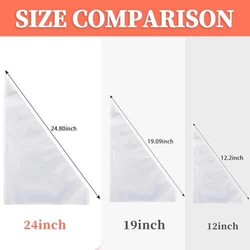 24 Inch Extra Large Piping Bags Disposable,50 Pack Thick Pastry Bags with 6 Bag Ties, Heavy Duty Icing Bags for Frosting,Cream and Pastry Filling,Cake Decorating bags