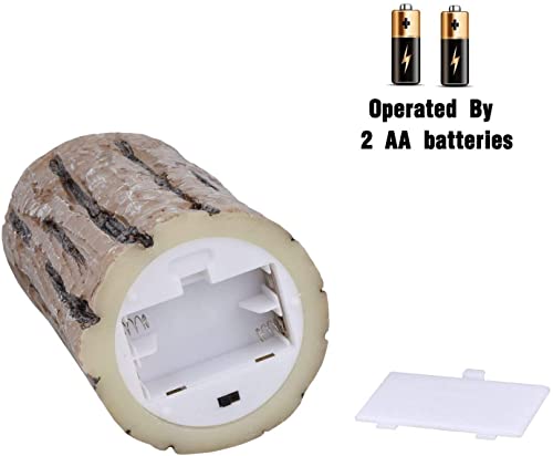 Pine Bark Effect Flameless Candles, Pillar Birch Effect Battery Operated Real Wax Flickering Electric Led Pillar Flameless Candles With Remote Control And Cycling 24 Hours Timer, Pack Of 3 (4" 5" 6") #TOP3