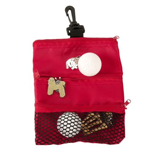 Oyolan Golf Cart Hanging Storage Pouch & Waist Bag - Smart Divided Design for Golf Tees, Ball Markers & Accessories Red 20 * 16.2CM