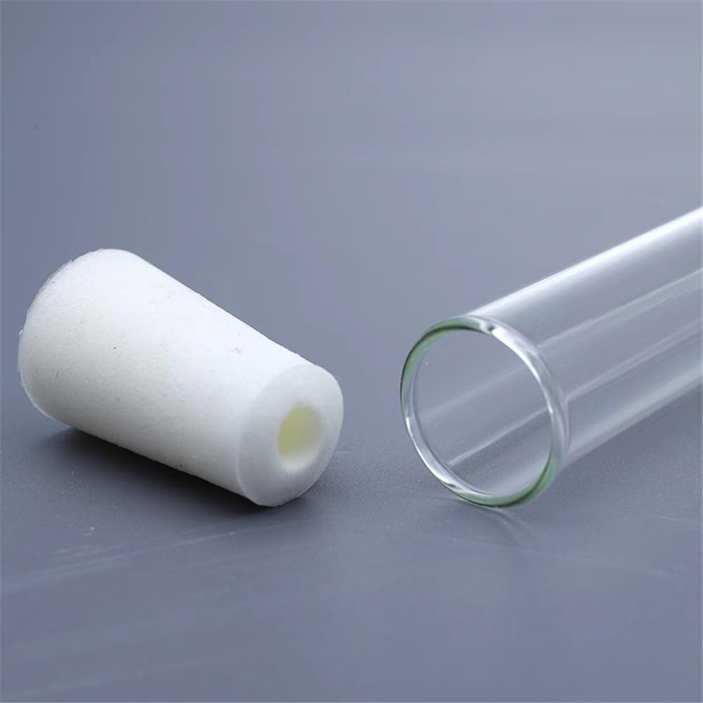 10 Stück Glasrohr mit verdicktem Silikonstopfen, hochtemperaturbeständig, verdicktes, flaches, rundes Bodenrohr, 10 x 100 mm(13X100mm)