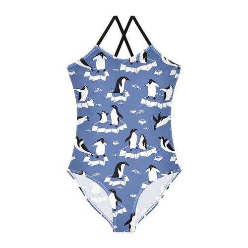 Girls Cute Penguins Swimsuit One Piece Bathing Suit Kids Swimming Suits Beach Swimwear 3-10T