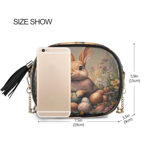 ALAZA Women's Happy Easter Bunny Easter Eggs PU Leather Crossbody