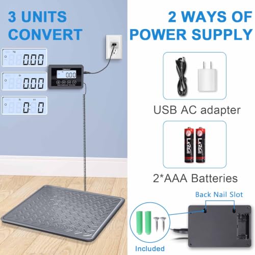 Image of THINKSCALE Shipping Scale, 440 lb x 1 oz Heavy Duty Digital Postal Scale | Alloy Steel Platform with Hold, Tare & Backlit LCD, Package & Luggage Scale, Battery & AC Adapter Included