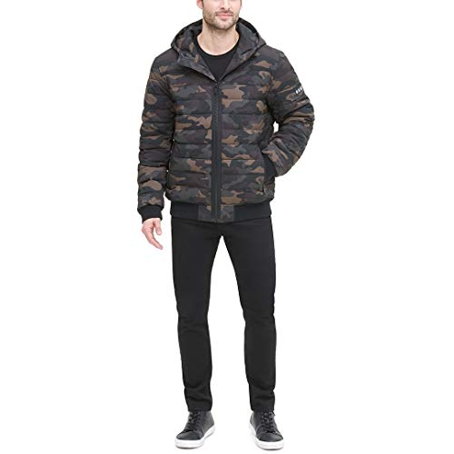 Image of DKNY Men's Quilted Performance Hooded Bomber Jacket