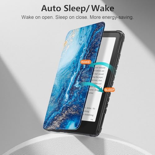 Image of Kindle Paperwhite Case 12th Generation 2024 - Slim Lightweight 7 Inch Book Cover with Auto Sleep /Wake | Protective Folio for Kindle Paperwhite 12th Gen,Waves