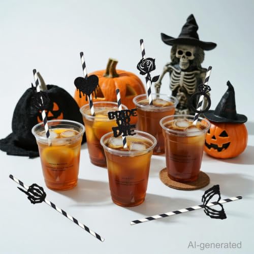 Pitillos de papel negro 24 piezas decorativos para fiesta miniatura 6
