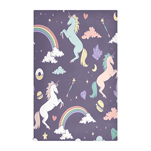 Kigai 1 Pack Rainbow Star Unicorn Kitchen Towels Soft Highly Absorbent Dish Towels Reusable Tea Towels Set 28 X 18 Inch #TOP12