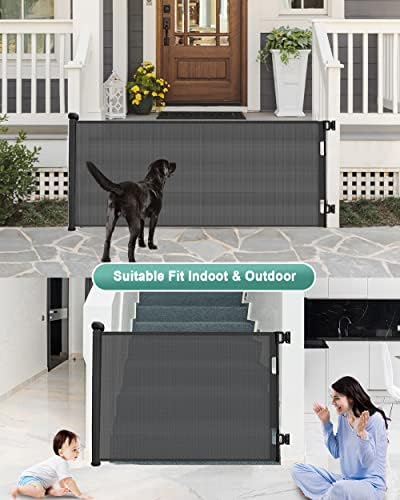 Sulishang Retractable Baby Gate 33.8"x55"- Safety Mesh Baby Gate/Dog Gate, 33inch Tall and Extends up to 55inch Wide for Stairs, Doorways, Hallways, Banisters Indoor and Outdoor (Black) — view 7