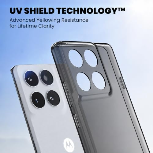 Image of VONZEE Compatible with Motorola Moto Edge 70 Pro 5G Back Cover Case Clear,[ Anti Yellow ][Military Grade Protection] Hard PC Back Cover Transparent-Black
