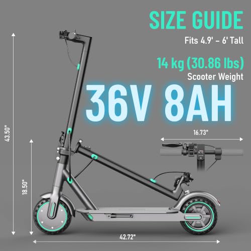 Image of 350W /500W Adult Electric Scooter, 8.5 inch /10 inch Solid Tires, 36V 7.8AH-15AH Battery, UP to 19-25MPH, 20-31 Miles Range, Foldable Lightweight E-Scooter, Dual Brakes, App Control, Max Load 265 LBS