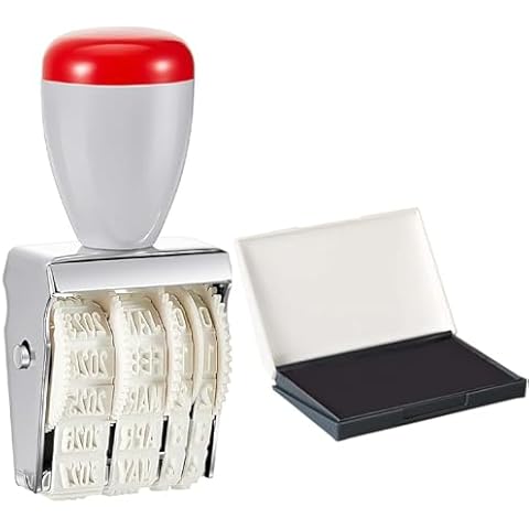 IETFULL 1.5" Rubber Stamp Line Dater, Date Stamp, Office Stamp, Rotating Stamp 3/16" (4mm) with Felt Pad Black Color Cover