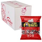 Caramelos Cerdán - Caramelos El Conde Drácula Sabor Cereza | Caja de 12 Bolsitas x 100 gr | Caramelo Duro Sin Gluten ni Alérgenos | Ideal para Fiestas, Eventos y Cumpleaños