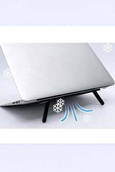 2 Kademeli Katlanabilir Laptop Standı, Yapışkanlı, Siyah, 22cm Uzunluk, Ayarlanabilir Yükseklik