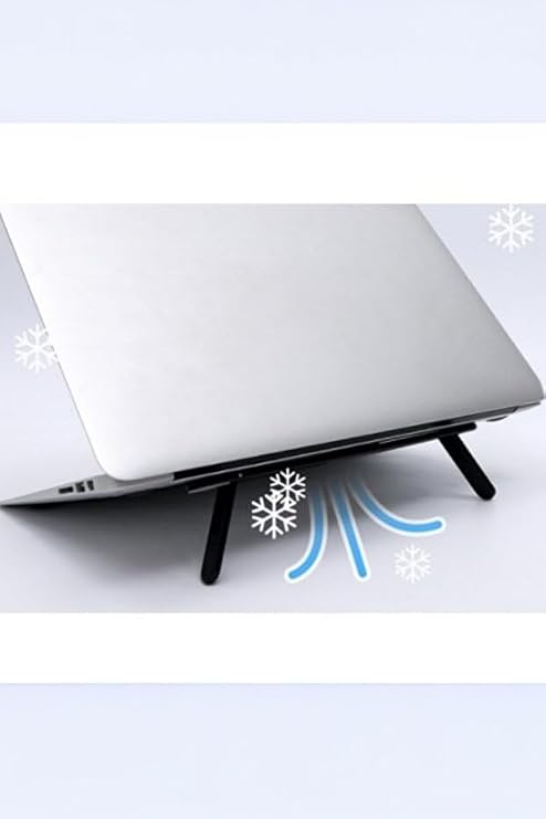 2 Kademeli Katlanabilir Laptop Standı, Yapışkanlı, Siyah, 22cm Uzunluk, Ayarlanabilir Yükseklik