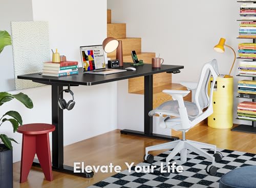 FEZIBO Electric Standing Desk, 63 x 24 Inches Height Adjustable Stand up Desk, Sit Stand Home Office Desk, Computer Desk, Black - Image 4