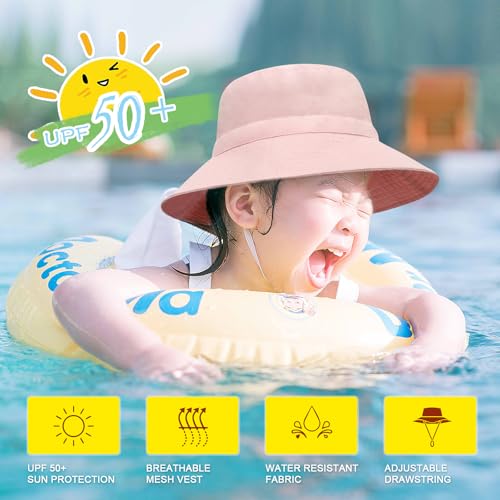 2Pcs Parent-Child Sun Hat,UPF 50+ Toddler Bucket Hat for Mother&Baby Boys Girls Beach Hat3