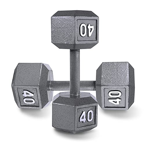Wf Athletic Supply Cast Iron Solid Hexagon Gray Dumbbells, Strength Training Free Weights Set Of 2 For Women And Men, Hand Weights Sold By Pairs, From 1 To 120 Lbs, Multi-Select Size Options Available #TOP20