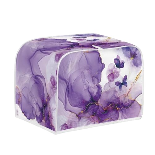 Image of Talayituse Marble Butterfly Print Toaster Cover - 4 Slice Wide Slot, Lightweight, Dust Protection, Washable, Bread Maker Cover