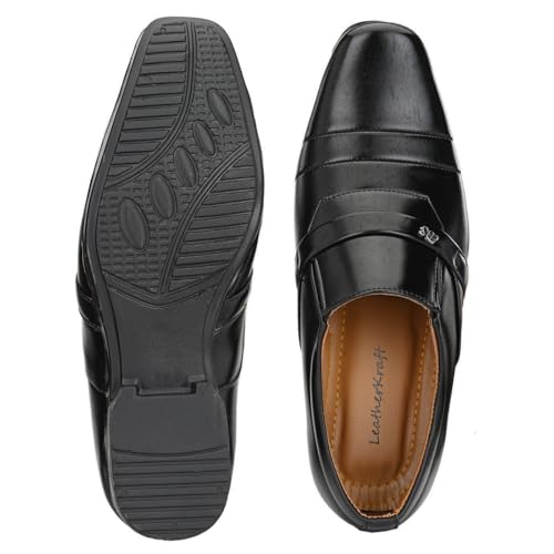 Image of Leatherkraft Round Toe Formal Slip-On Shoes