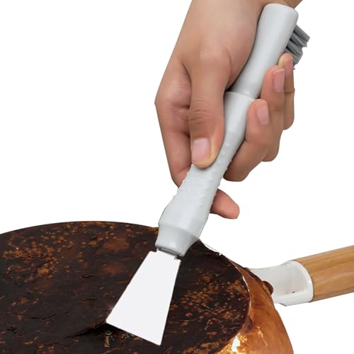 Spazzola detergente per fornelli, 2 in 1, raschietto a doppia testa, multifunzione, strumenti di pulizia cucina, per piastrelle, terrazza, garage, giunti in legno, cemento, patio, piscina, casa