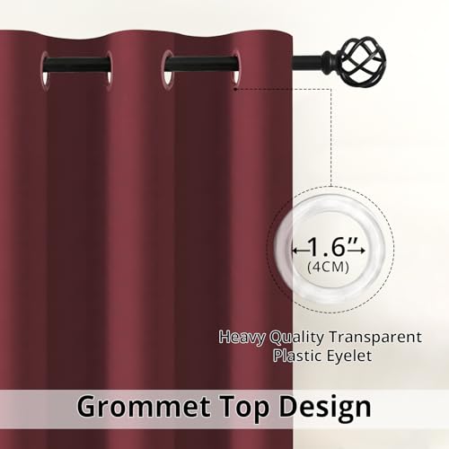 Image of Homestan 90% Blackout Door Curtains 8 Feet Long Set of 2, Room Darkening Parda with Grommet Design for Home Decor (8x4 Feet, Maroon)