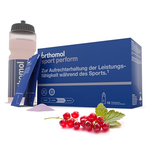 Orthomol Sport perform: Elektrolyt-Granulat mit B-Vitaminen, Kohlenhydrat-Mix, Koffein - Iso-Drink für Ausdauer & Energie, während Sport, vegan, 16 Tagesportionen