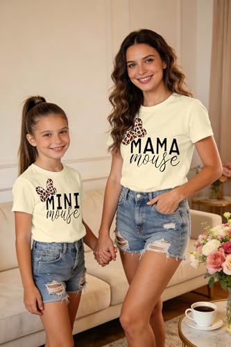 Image of Mommy and Me Matching Shirt Outfit Mama Mini Leopard Love Heart Tshirt Mom Daughter Family Matching Set Clothes