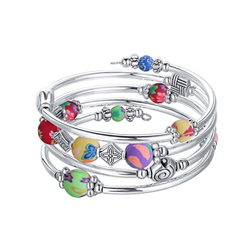Beaded Pearl Bangle Wrap Bracelet - Fashion Bohemian Jewelry Multilayer Charm Bracelet